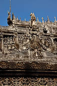 Myanmar - Mandalay, Shwenandaw Kyaung (the Golden Palace) a wonderful example of the Burmese unique teak architecture and wood-carving art. 